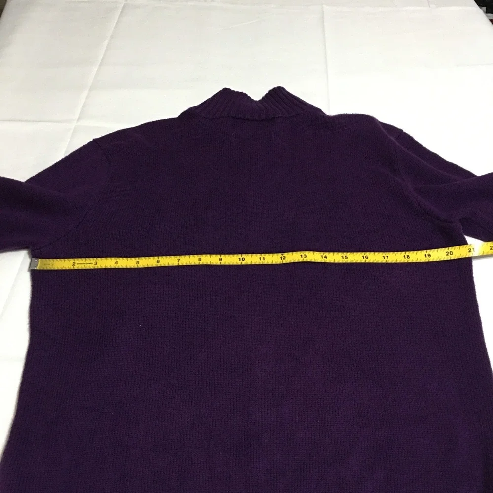 Polo Ralph Lauren Mock Neck Sweater Mens Medium Purple Cotton Knit 3 Button